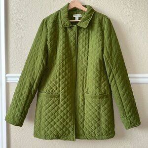 Quilted Olive Moss Green Jacket Coat Y2K Women’s Size Small